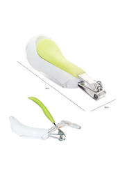 Moon Deluxe Nail Clipper with Magnifier, White/Green