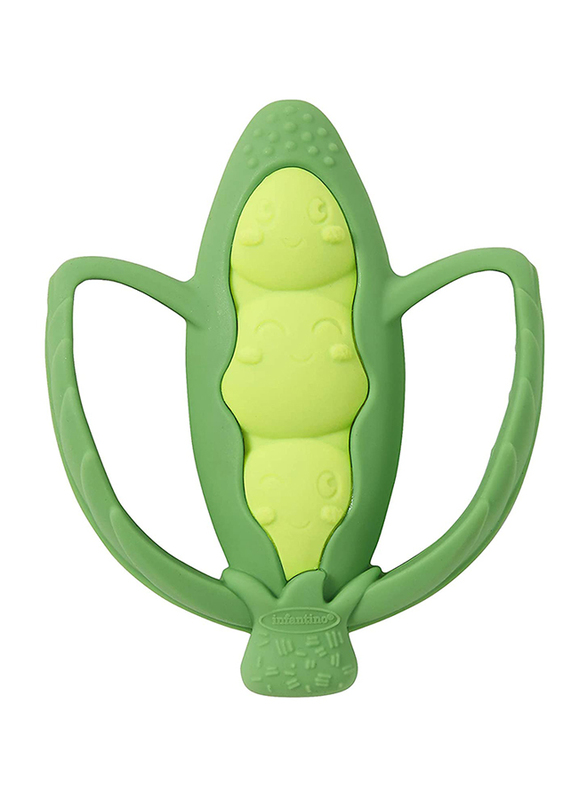 Infantino Lil Nibbles Silicone Textured Teether for Babies, Green
