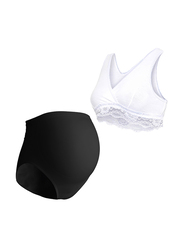 Carriwell Crossover Sleeping Maternity & Nursing Bra with Support Panty, White/Black, Small