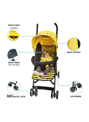 مون سفاري عربة أطفال بتصميم نحلة كبيرة جداً بمظلة شمسية مفردة لمدة 3 أشهر +، أصفر/ أزرق