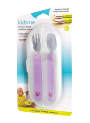 Kidsme Premier Spoon & Fork with Case for Baby Girl, Lavender