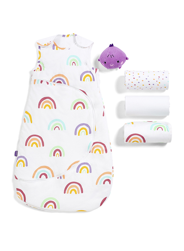 Snuz Pod Fitted Sheets & Baby Blanket Light Breathable & 100% Soft Jersey Cotton Crib Bedding Set, 3 Piece, Rainbow