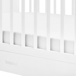 Snuz Kot Skandi 2 Piece Baby Nursery Furniture Set Convertible Nursery Cot Bed with 3 Mattress Height and Changing Unit, White