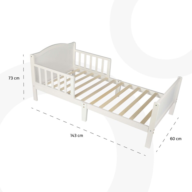 Moon Wooden Toddler Bed with Mattress, White
