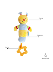 Moon Soft Rattle Plush Toy with Squeaker Sounds & Teether Bee, Multicolour