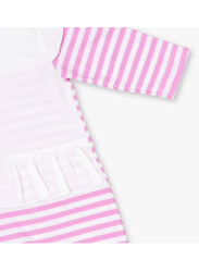 Moon 100% Cotton Stripes Sleepsuit for Baby Girls, 1-3 Months, Pink/White