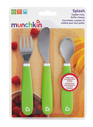 Munchkin Splash Fork Knife Spoon Set, 3 Piece, Green