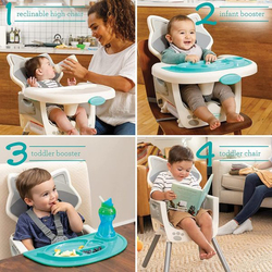 Infantino Grow With Me 4 in 1 Raccoon Theme Convertible High Chair, 3+ Months, Multicolour