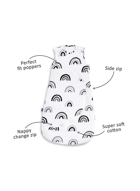 Snuz Pouch Baby Sleeping Bag with Zip for Easy Nappy Changing, 2.5 Tog, 0-6 Months, Mono Rainbow