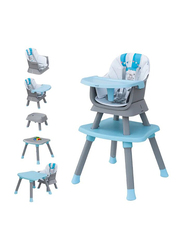 Moon 6-in-1 High Chair with Safety Harness & Belt, Blue