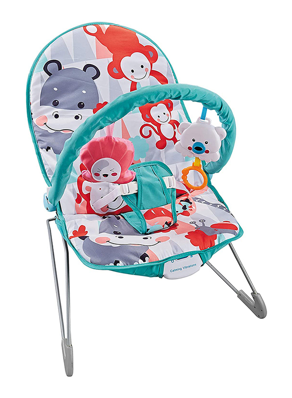 Moon Hop-Hop Portable Soothing Seat Baby Bouncer with Vibration, 3 Months +, Blue