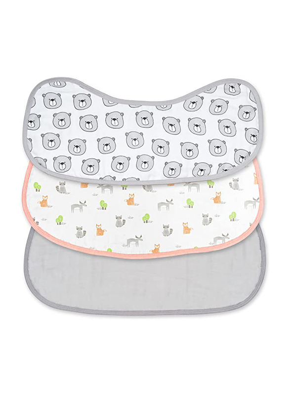 MOON - Organic Cotton Burpy Bibs Pack of 3 - Forest & Grey