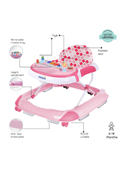 Moon Pace Anti-Fall Brake Pads Baby Walker with Music and Sound, 6 Months +, Pink