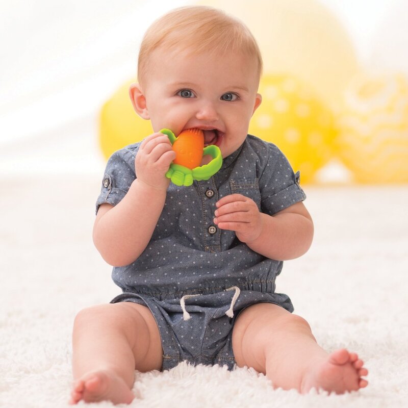 Infantino Good Bites Textured Baby Teether, Carrot, Orange/Green