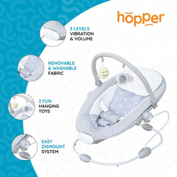 Moon Hopper Baby Bouncer Portable Soothing Seat With Vibration, 3 Months Above, Grey Star
