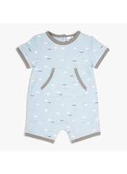 Moon Little Boat 100% Cotton Romper for Baby Boys, 6-9 Months, Teal