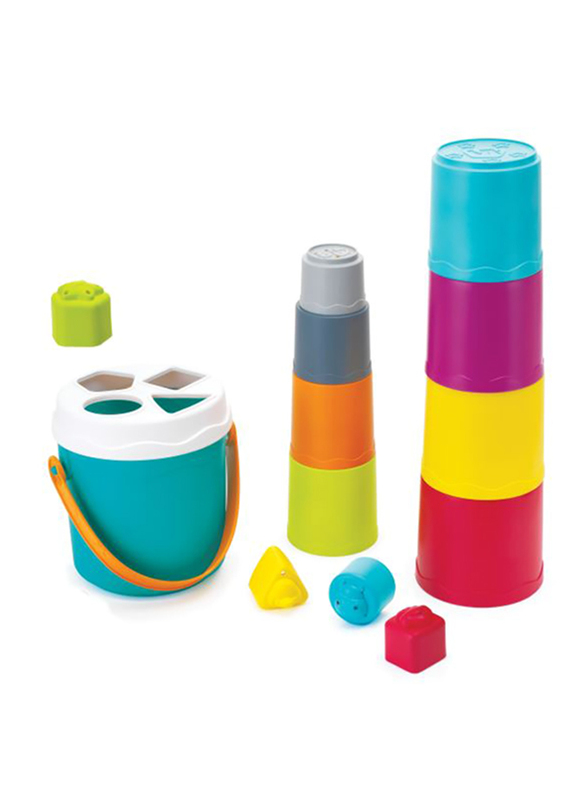 Infantino Shape Sorting Stack N Nest Buckets, 10 Pieces, Multicolor