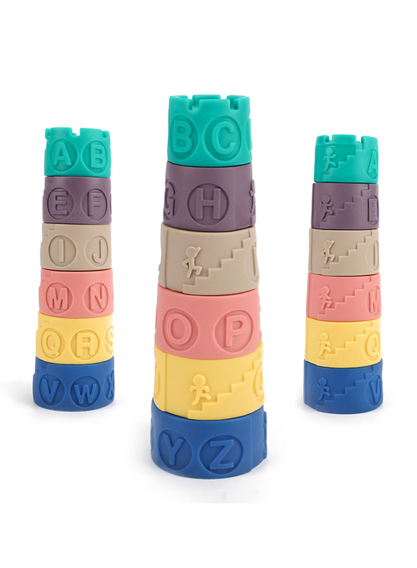 Moon Symbols & Patterns Blocks with Letters Baby Educational Toys, Ages 3+, Multicolour