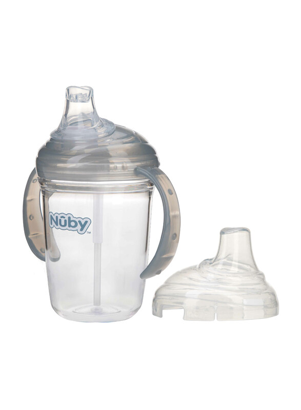 

Nuby Twin Handle Soft Spout Cup, 240ml, Grey/Clear