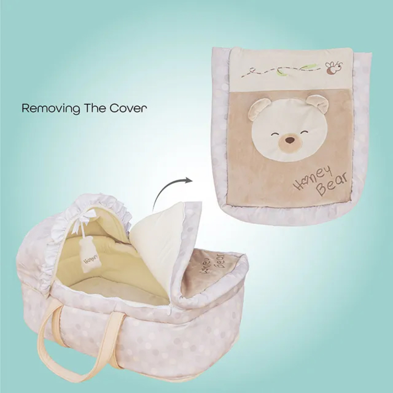 Moon Honey Bear Moses Basket, Bedside Sleeper & Carrycot, Beige