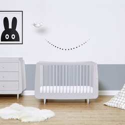 Snuz Kot Skandi Convertible Nursery Cot Bed with 3 Mattress Height, 120 x 81 x 26cm, Haze Grey/Grey