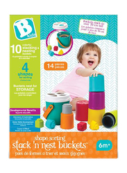 Infantino Shape Sorting Stack N Nest Buckets, 10 Pieces, Multicolor