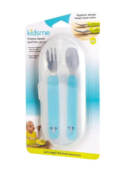 Kidsme Premier Spoon & Fork with Case for Baby Boy, Aquamarine