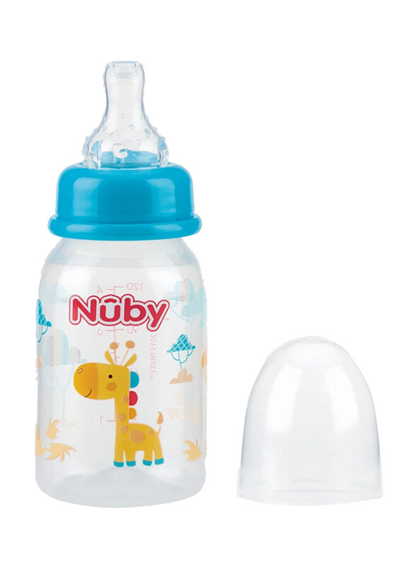 

Nuby Standard Neck Printed Bottle Slow Flow, 120ml, Blue