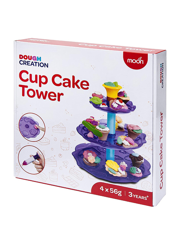 Moon Dough Creation Cup Cake Tower DIY Clay Toys, 4 Pieces, Ages 3+