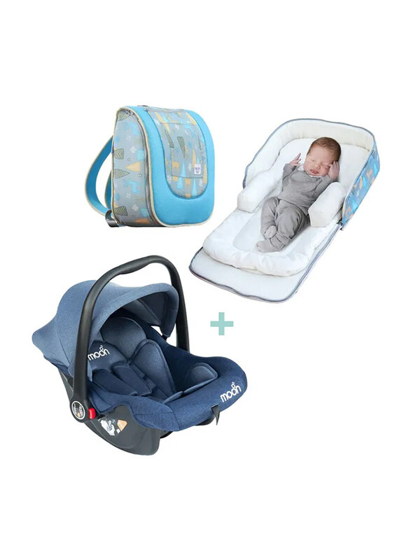 

Moon Infant Carrier & Travalo Travel Bed & Backpack, Blue