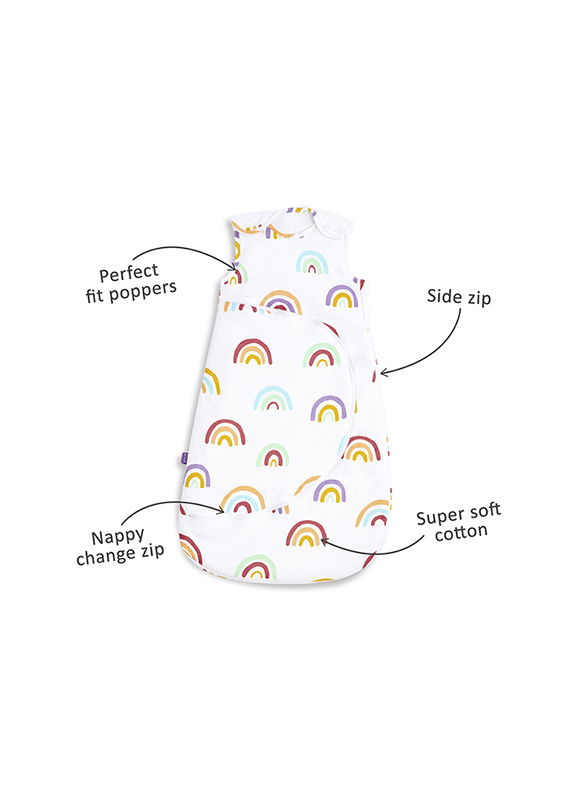 Snuz Pouch Baby Sleeping Bag with Zip for Easy Nappy Changing, 2.5 Tog, 0-6 Months, Rainbow