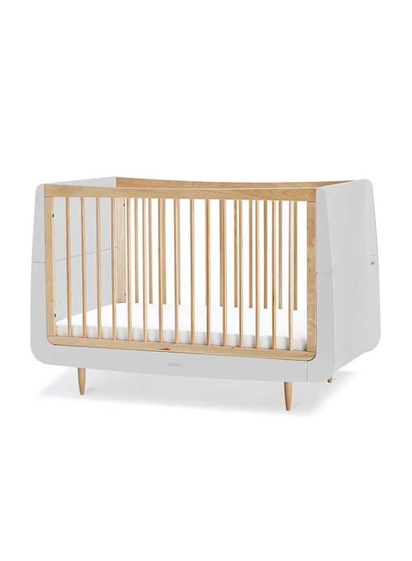Snuz Kot Skandi Convertible Nursery Cot Bed with 3 Mattress Height, 120 x 81 x 26cm, Haze Grey/Natural