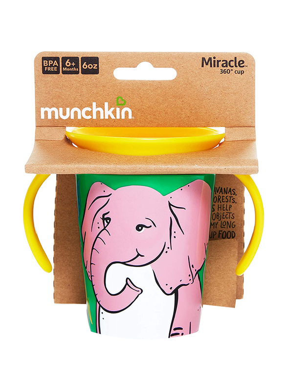 Munchkin Elephant Miracle 360 Degree Wildlove Trainer Cup, 6oz, Multicolour