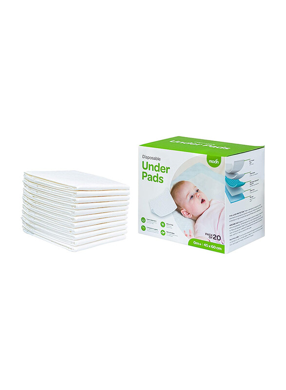 Moon Disposable Under Pads for Adults and Kids, 20 Pieces, White