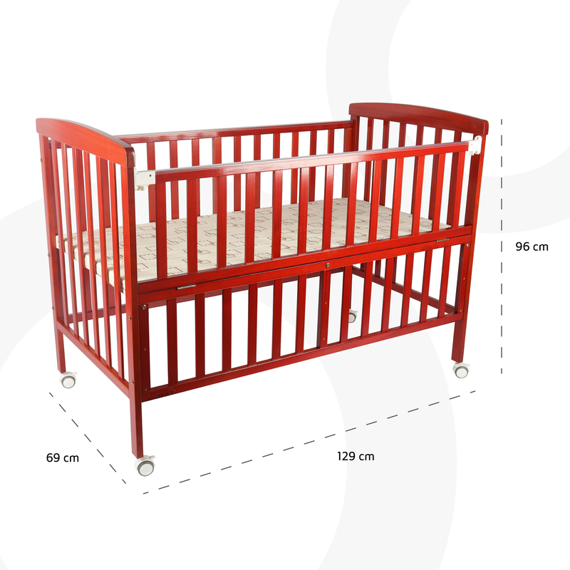 Moon Wooden Portable Crib with Mattress, Brown
