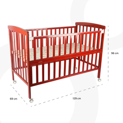 Moon Wooden Portable Crib with Mattress, Brown