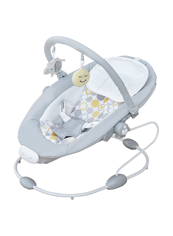 Moon Hopper Baby Bouncer Portable Soothing Seat With Vibration, 0-6 Months, Grey