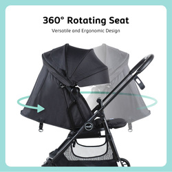 Moon Revo 360° Rotatable Travel Cabin Baby Stroller with Reversible Seat and Extendable Canopy, Black