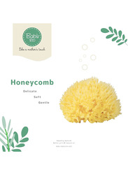 Babu 16-Piece 100% Natural Honeycomb Sea Sponge, Yellow