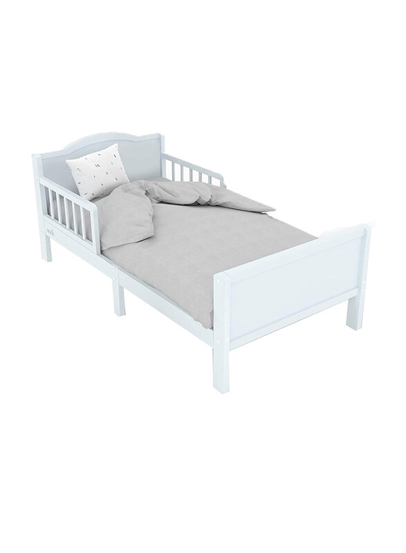 

Moon Wooden Toddler Bed with Safety Guard Rail, Ages 3 years to 12 Years, 143 x 73 x 60cm, Grey