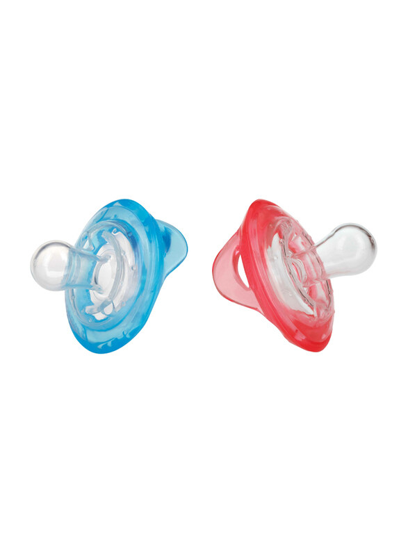 

Nuby Natural Flex Cherry Pacifiers/Soothers, 0-6 Months, Blue/Red