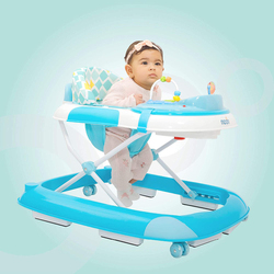 Moon Pace Anti-Fall Brake Pads Baby Walker with Music and Sound, 6 Months +, Blue