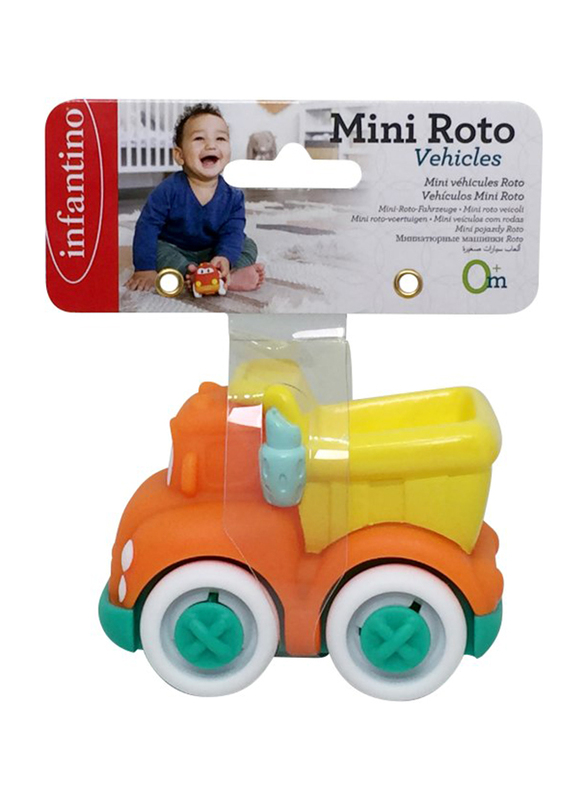 Infantino Grip & Roll Soft Wheels Baby Dump Truck, Ages 0+ Months, Orange/Yellow/Green