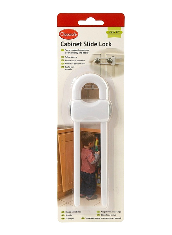 Clippasafe Cabinet Slide Lock, White
