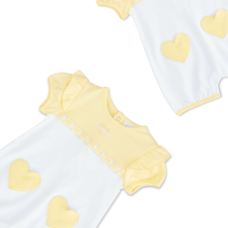 Moon Lemon Hearts Cotton Short Sleeves Romper for Baby Girls, 0-3 Months, Yellow