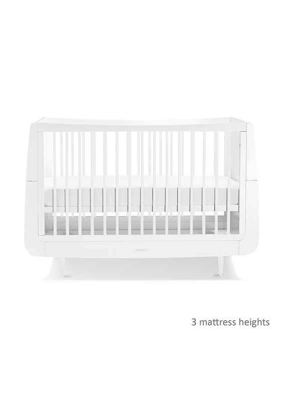 Snuz Kot Skandi Convertible Nursery Cot Bed with 3 Mattress Height, 120 x 81 x 26cm, White