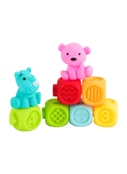 Moon 8-Piece Baby Learning Educational Toy with Number Block Cubes & Animal Toys, Multicolour
