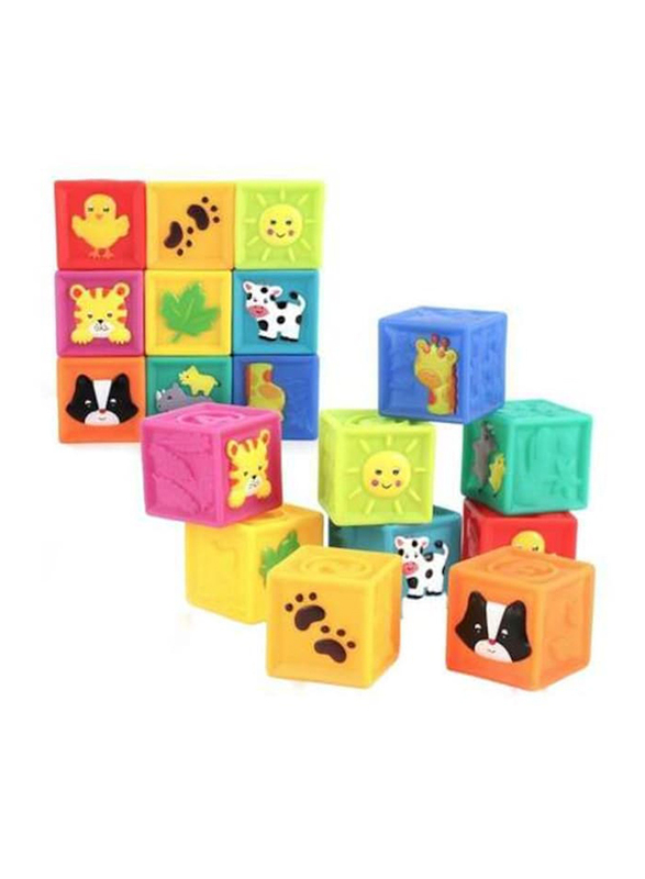 Moon 9-Piece Baby Stacking Blocks Sensory Toys Set with Textured Balls Number Block Cubes & Animal Toys, Multicolour