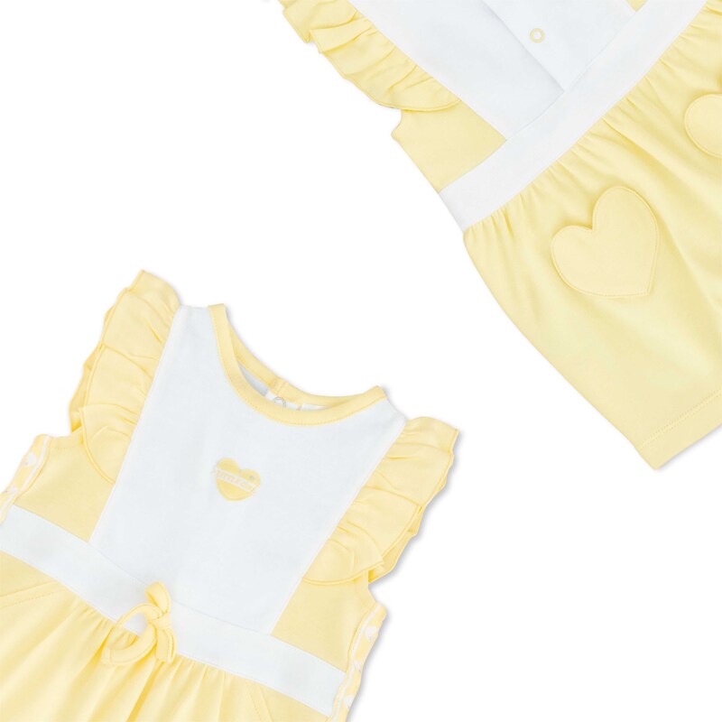 Moon Lemon Hearts Cotton Ruffle Sleeves Romper for Baby Girls, 3-6 Months, Yellow