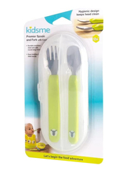 Kidsme Premier Spoon & Fork with Case, Lime
